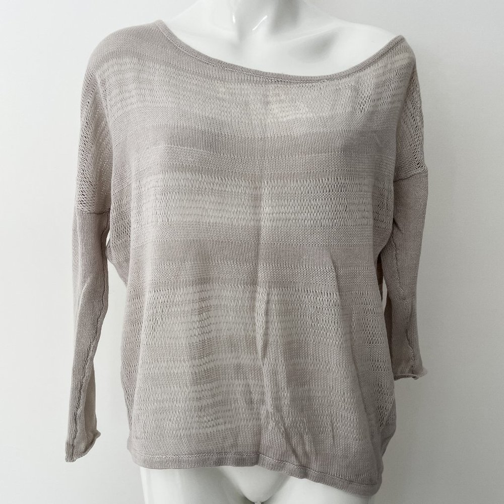 HELMUT HELMUT LANG Knit Sweater Small Gray Cold Shoulder Cotton Yak VGUC